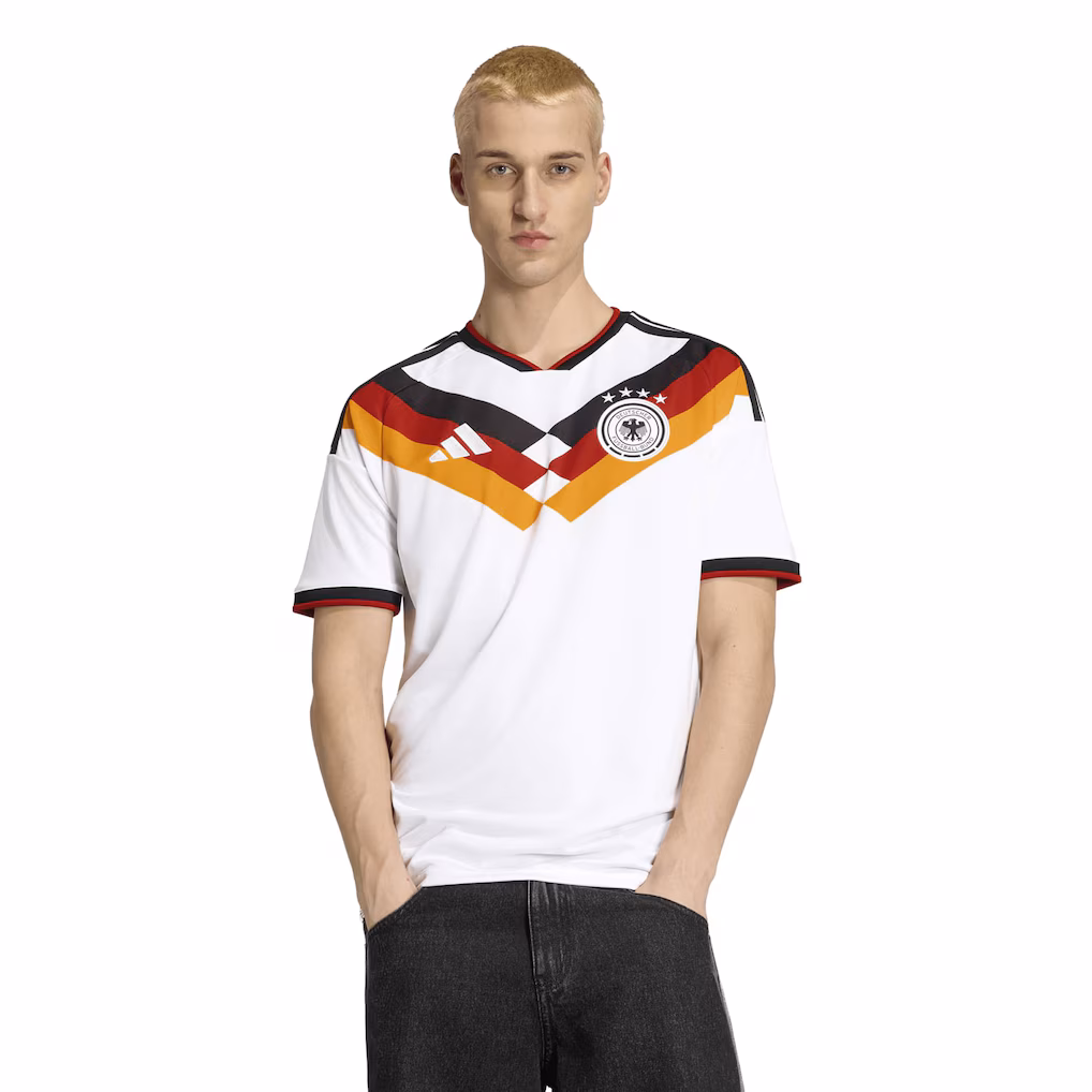 Product image of a white Adidas Germany home shirt.